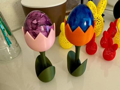 Tulip easter table decoration and egg cup