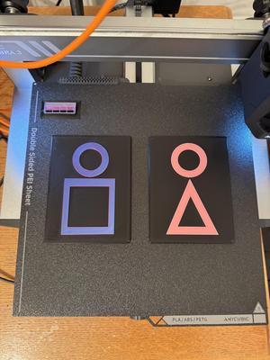 Modern Restroom Sign inspired by Squid Game