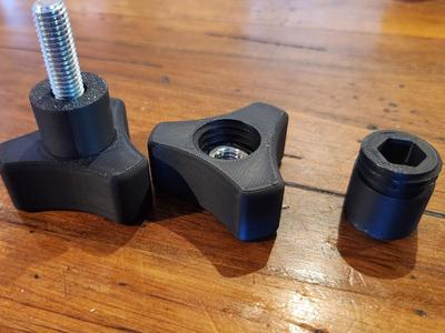 3D PRINTED STAR KNOBS FOR M8 SCREWS AND NUTS 