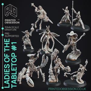 Ladies of the Table Top Pack #1 - 9 Models - PRE SUPPORTED - D&D 32mm scale