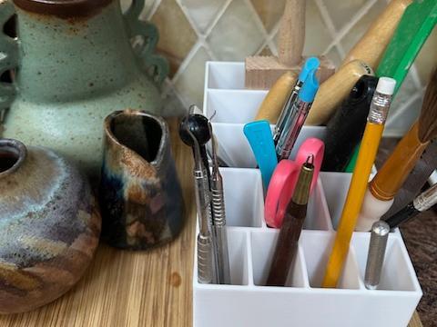 Pottery Tool Organizer with Drainage
