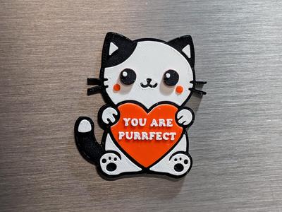 Cute Valentine's Day Cat Magnet - Layered Style