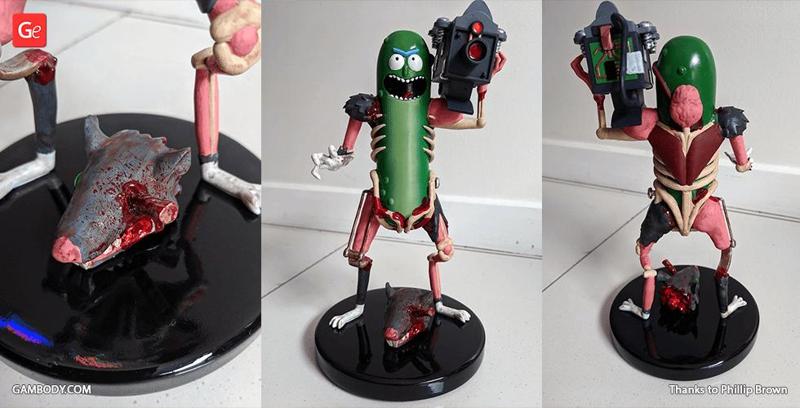 Pickle Rick With Guns 3D Printing Figurine | Assembly