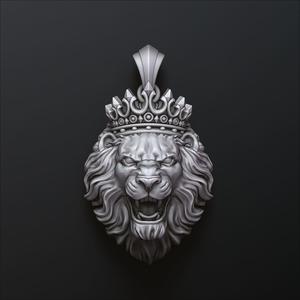 Lion With Crown Pendant  Royal 3D Printable Jewelry Model