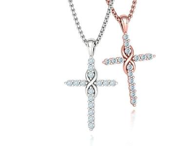 Infinity Diamond Cross Pendant 2mm Stones Own design 3dmodel