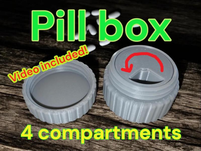 Travel Pillbox - 4 compartments. Video included!
