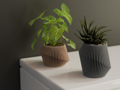Modern ribbed plant pot Vase 2 sizes