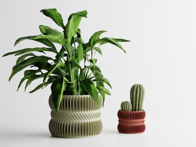 Modern ribbed Planter Plant Pot Vase Series 3
