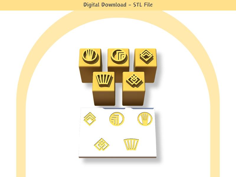 Mini Art Deco Stamps STL File, Digital STL File, Clay Tools 02