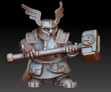 Warrior dwarf with two-handed hammer (remastered)