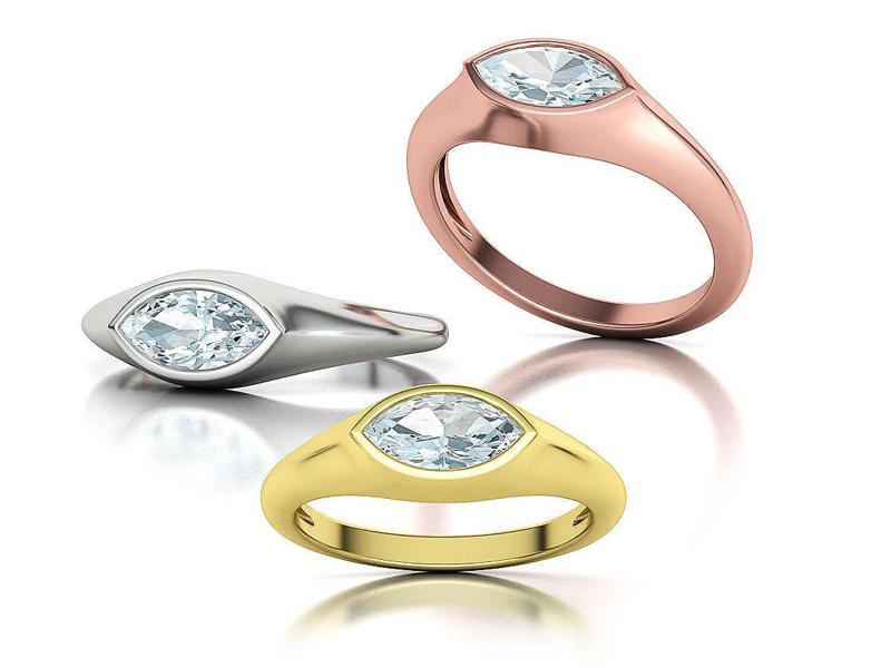 Pinky Signet Ring 8×4 Marquise Stone Statetment Ring