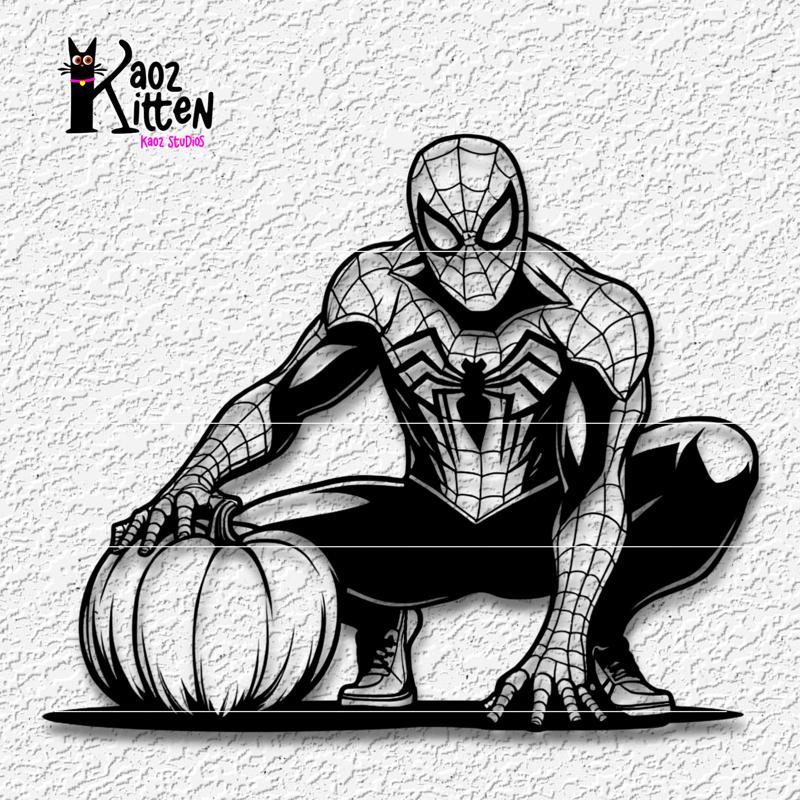 Spiderman Halloween wall art spidey autumn decor with pumpkin