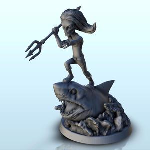 Alien with beard and strident on shark (22) (+ pre-supported version & rounded base) - SF Warhordes ET extraterrest Confrontation