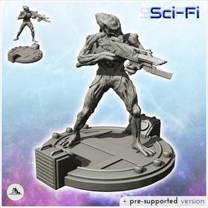 Alien warrior firing a laser assault rifle (10) - SF SciFi wars future apocalypse post-apo wargaming wargame