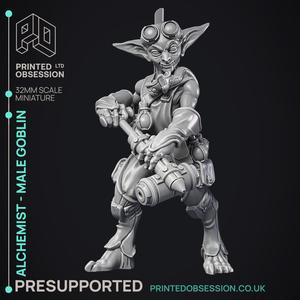 Alchemist - Goblin Male Artificer - PRESUPPORTRED - 32mm scale