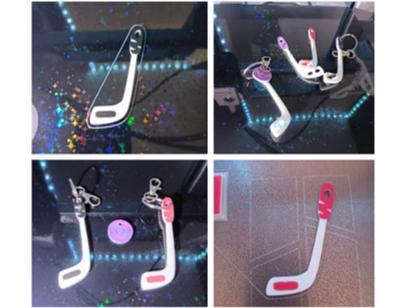 HOCKEY STICK GAME  - TOY - SPINNING PUCK - KEYRING