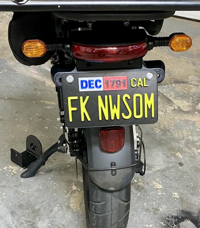 Motorcycle Size Bike Licence Plate CA California F-Newsom
