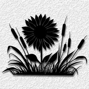 sunflower with cattails #2 wall art flower decor