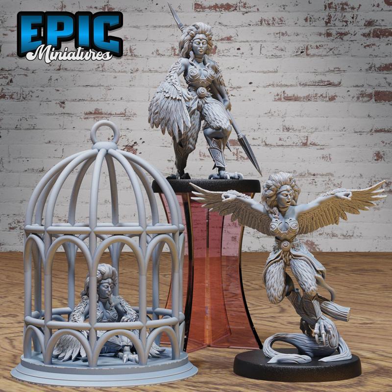 Captured Harpy Set / Caught Ancient Greek Beast / Captive Roman Myth Monster / Evil Bird Hybrid / Winged Angelic Encounter / Magical Air Creature / Olympian Wind Fighter