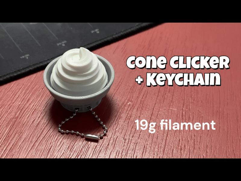 Ice Cream Cone Fidget Clicker + Keychain