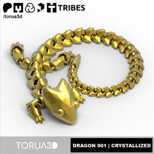 Articulated Dragon 001 Crystallized - Print in place - No supports - STL