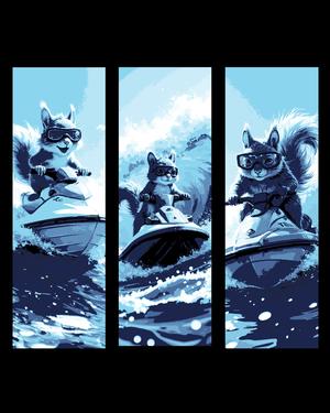 Blazing a line on the surf with his Jet ski - Squirrel Power!!  Set of bookmarks