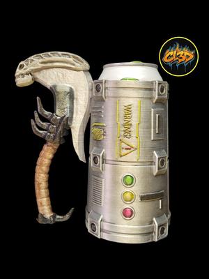 Xenomorph Skull Battle Axe Can Koozie