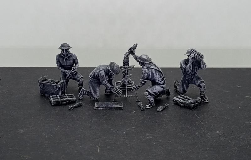 28 mm 8th army 3 inch mortar and crew