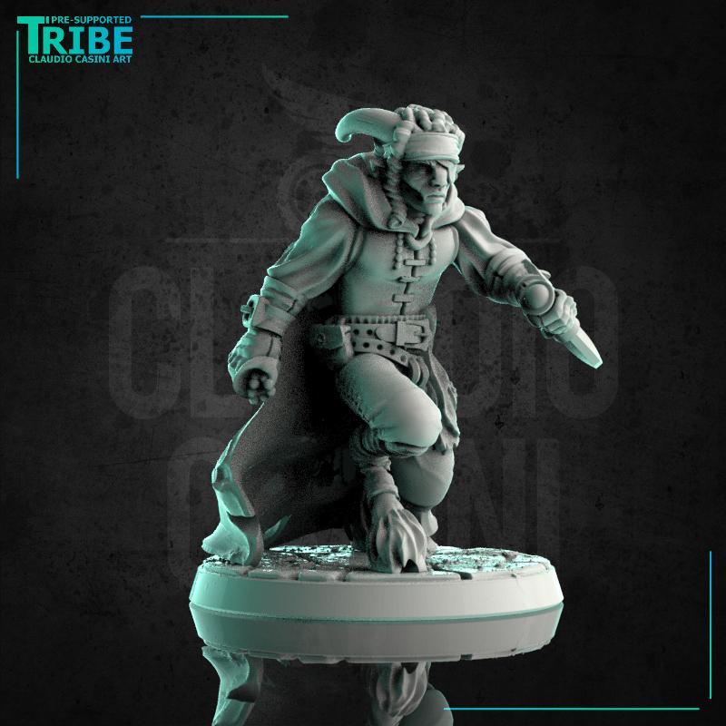 (0184)Male satyr faun thief thief assassin pirate with cloak and treasure