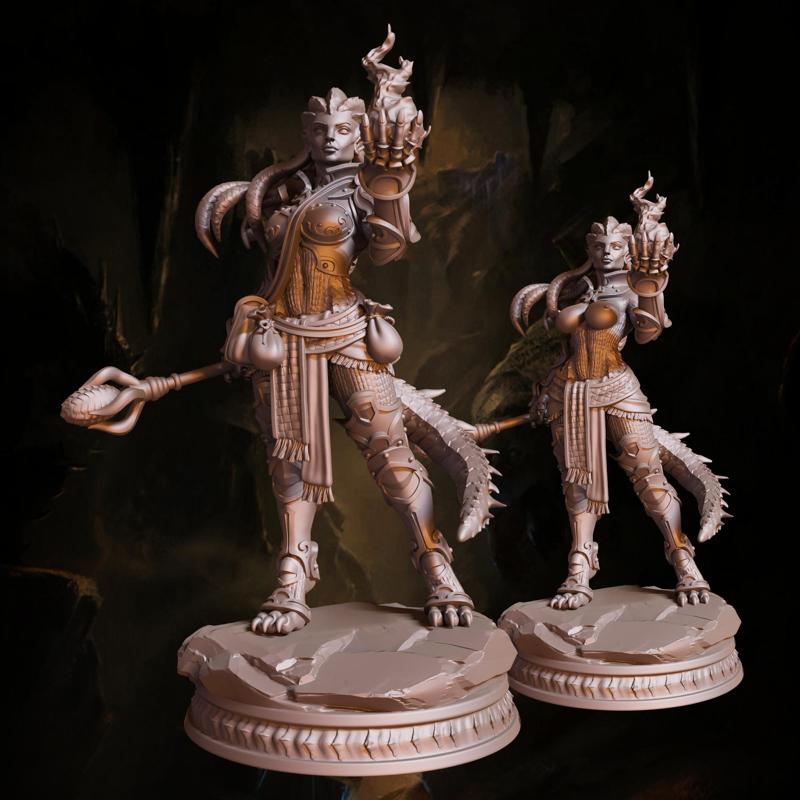 3D Printable Dragonborn Wizard Pose II - Half & Full Dragon (Clothed & Nude)