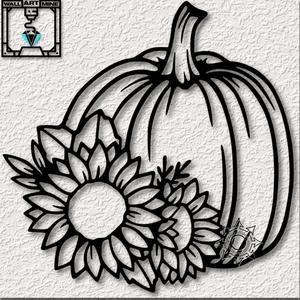 pumpkin with sunflowers autumn decor with fall sunflowers