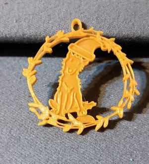 Christmas Tree Ornament: Wolf Cub with Santa Hat