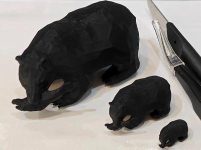 wooden bear miniature Low poly animal