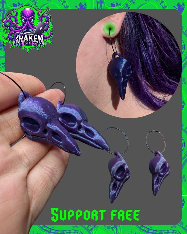 Raven Skull Earring