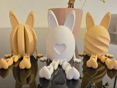 Articulated Easter Bunny Egg with heart leg