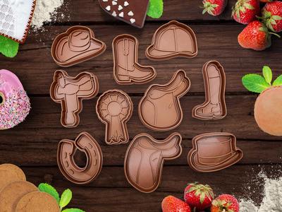 Horse back riding cookie cutter stamp set / Equestrianism