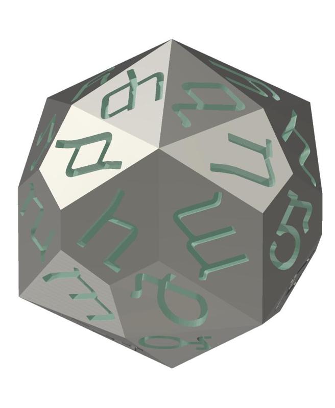 Nuskhuri Alphabet d33 Polyhedral Die (Old Georgian)