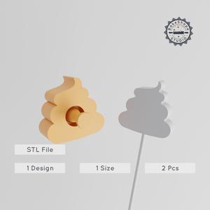 Poop Cake Pop Mold, Angry Droplet & Grumpy Waste Design, Emoji Frown, 2-Piece 3D Print STL PRODUCT_1250