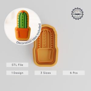 Single Stem Cactus Shape Cutter & Stamp, Perfect for Cookies & Fondant, S/M/L, 3D Printing STL, Gardening Cactus Theme PRODUCT_344