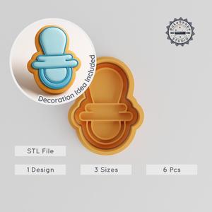 Baby Pacifier Shape Cutter & Stamp, 3 Sizes S/M/L, Perfect for Cookies & Fondant, 6-Piece Set PRODUCT_35