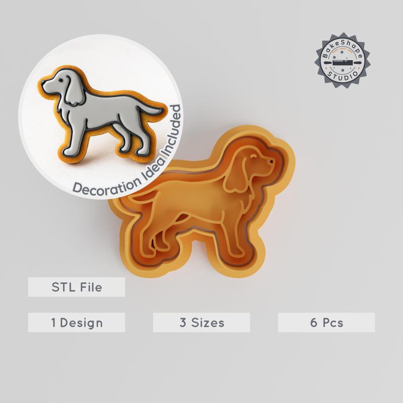 English Springer Dog Shape Cutter & Stamp Set, Perfect for Cookies & Fondant, 6 Piece Bundle in S/M/L Sizes PRODUCT_299