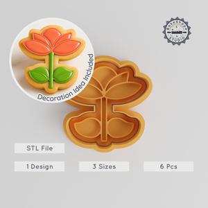 Open Flower Shape Cutter & Stamp, Cookie & Fondant Tool, Floral Blossom in S/M/L, 6-Piece Set PRODUCT_418