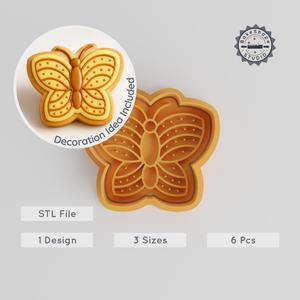 Butterfly Shape Cutter & Stamp, Cookie & Fondant Tools, Set of 6, S/M/L Sizes, Animal Wing Design PRODUCT_792