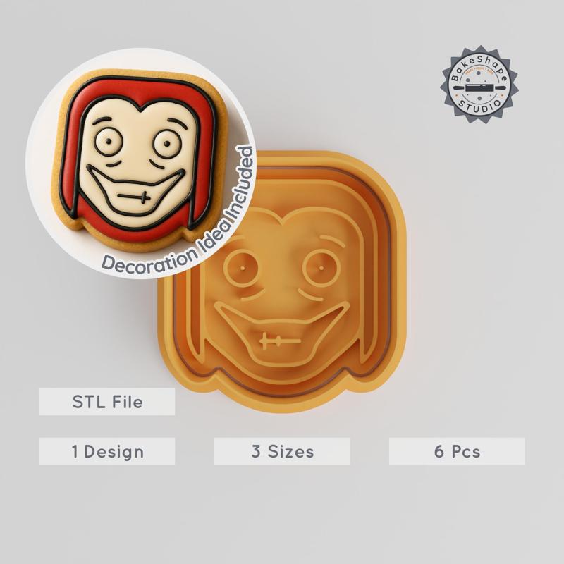 Halloween Spooky Face Cookie Cutter & Stamp Set, Scary Icon & Creepy Grin, 3 Sizes (S/M/L), Perfect for Fondant & Baking PRODUCT_966