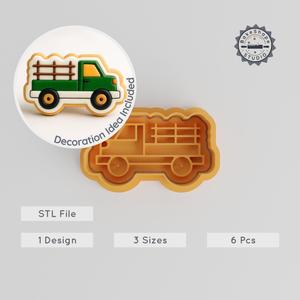 Farm Truck Shape Cutter & Stamp, Perfect for Cookies & Fondant, 3 Sizes Set, Rural & Agricultural Theme PRODUCT_2848