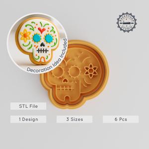 Skull Shape Cutter & Stamp Set, Cookie & Fondant Tools, 3 Sizes, Halloween & Day of the Dead Theme PRODUCT_940