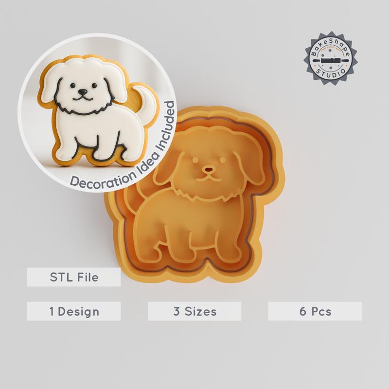 Maltese Dog Cookie Cutter & Stamp Set, Perfect for Cookies & Fondant, 3 Sizes S/M/L, 6 Pieces PRODUCT_293