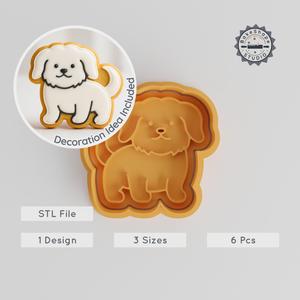 Maltese Dog Cookie Cutter & Stamp Set, Perfect for Cookies & Fondant, 3 Sizes S/M/L, 6 Pieces PRODUCT_293