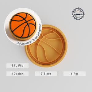 Basketball Shape Cutter & Stamp Set, Cookie & Fondant Tool, S/M/L Sizes, Sports & Team Ball Design PRODUCT_615