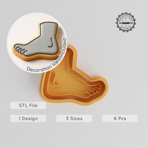Foot Shape Cutter & Stamp, Cookie Fondant Kit, Ankle Leg Toe Design, 3 Sizes S/M/L, 6 Piece Set PRODUCT_2856